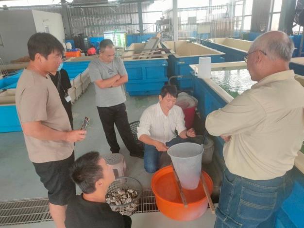 海水養殖研究中心邱允志研究助理講解牡蠣繁殖操作步驟