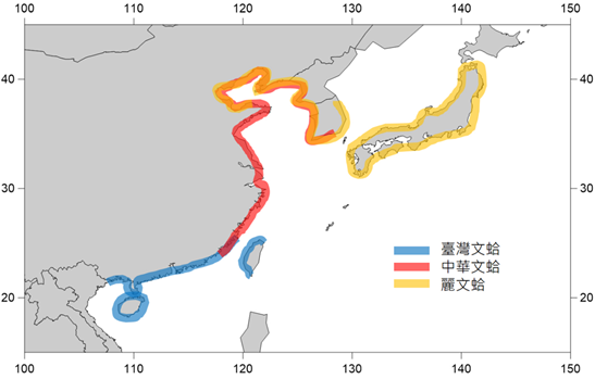 Figure 4. Geographical distribution of M. taiwanica, M. petechialis and M. lusoria